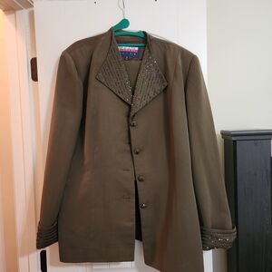 Ladies Green Embellished Suit